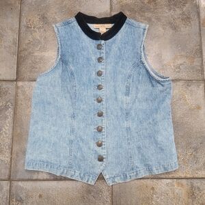 Vintage 90s Telluride Clothing Co Women's 12 Large Blue Denim Button Up Vest